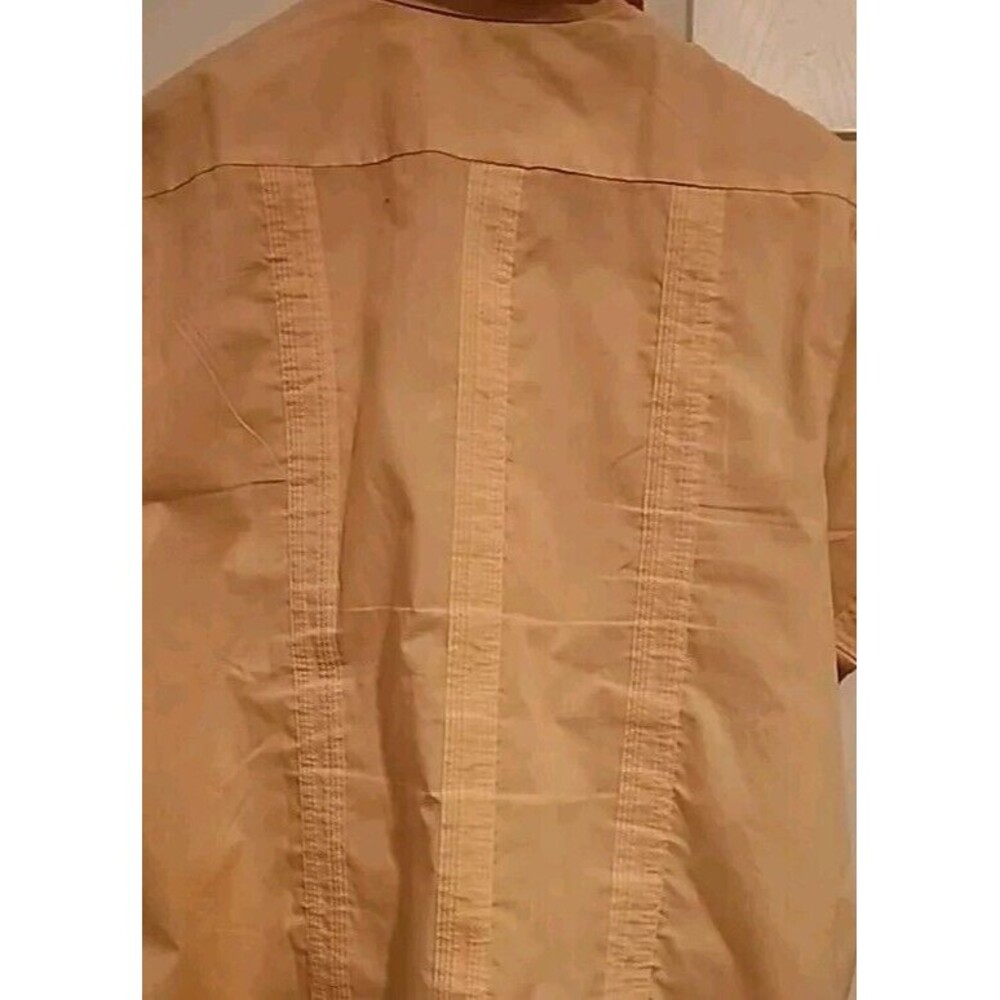 Haband Mens Button Up Shirt Yellow Embroidered Large - Picture 10 of 12